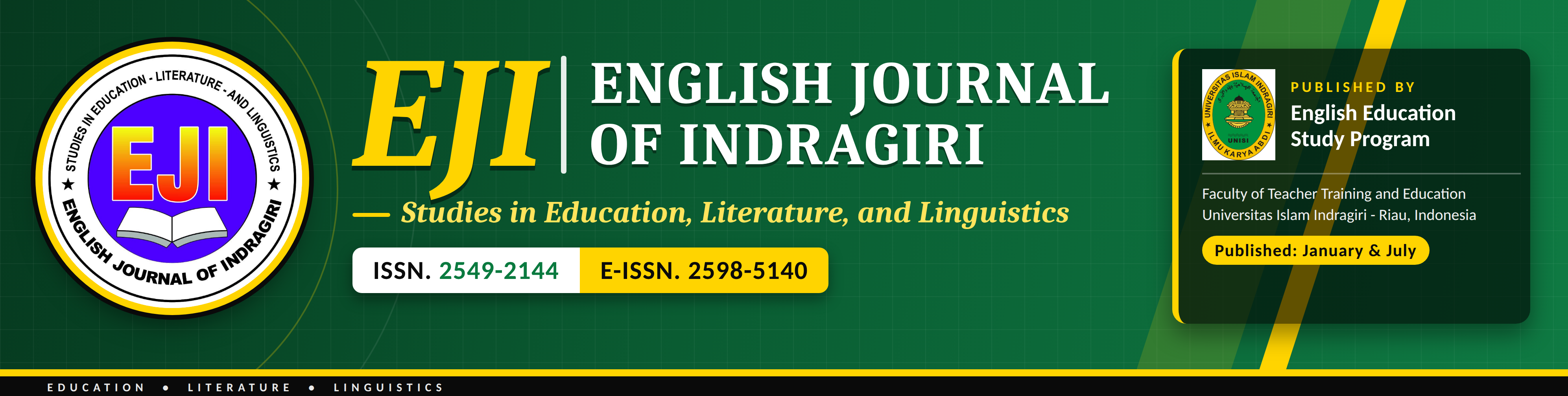 Logo of EJI (English of Journal of Indragiri): Studies in Education, Literature, and Linguistics